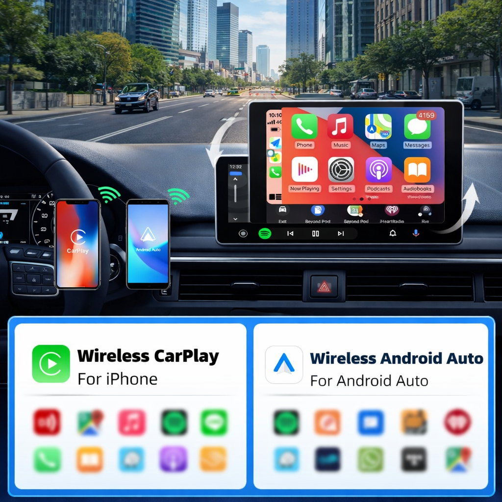 Wireless CarPlay & Android Auto Adapter – Convert Wired CarPlay to Wireless (Plug & Play)